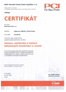 Certifikát BASF Sanace
